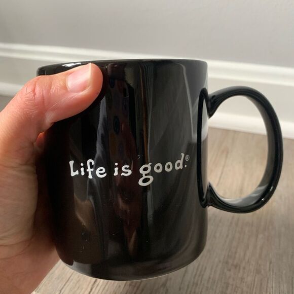 Peace Love Music Life Is Good Hippie Retro Black Red Coffee Mug - Picture 8 of 8